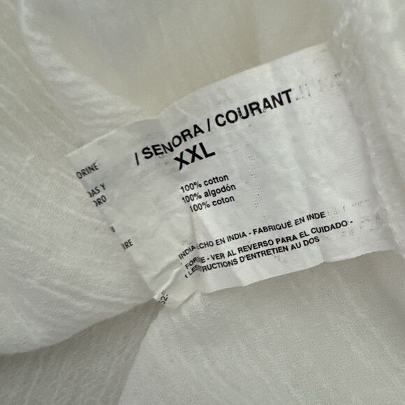 Peasant Top Blouse White Plus Size XXL Pleated Buttons Tunic Shirt Sheer Summer - Picture 13 of 13